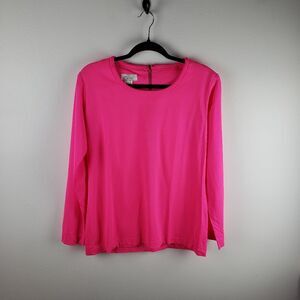 Women's Vintage Alice of California Bright Neon Pink Pullover Shirt Size Med